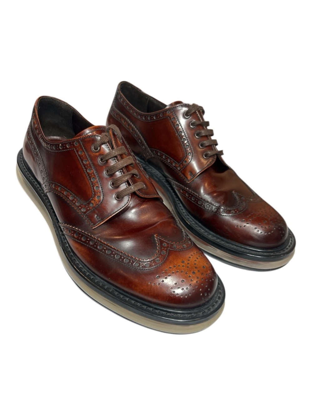 Prada Air Levitating Sole Wingtip Sleek Leather Derby Model 2EE098